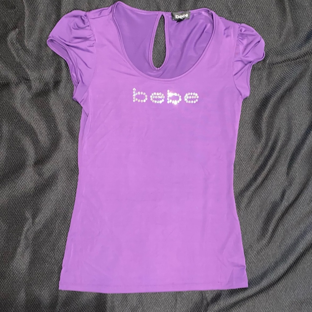 NWOT Purple Satiny Bebe Tee